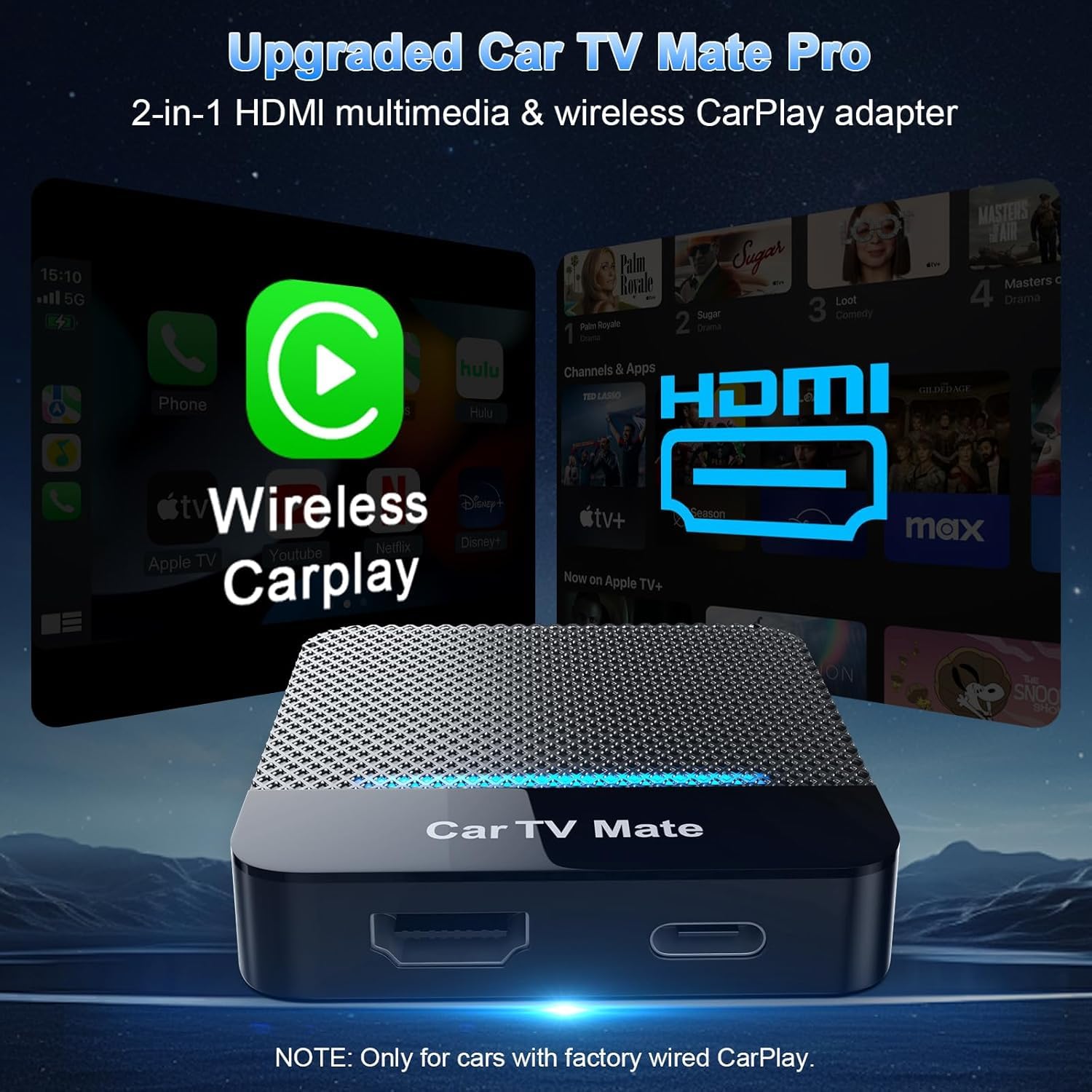 Car TV Mate Pro – Adaptador sem fio CarPlay e HDMI para Fire T V